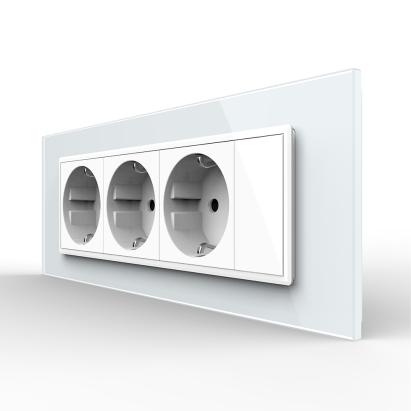 Priza tripla cu blank Livolo cu rama din sticla 6/7 module - standard Italian SmartElectro IntelligentHouse
