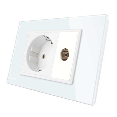 Priza simpla din rama de sticla Schuko cu TV Livolo SmartElectro IntelligentHouse