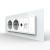 Priza Tripla cu Blank Livolo cu Rama din Sticla 2 Prize Schuko+TV/internet, Standard Italian - Serie Noua SmartElectro IntelligentHouse