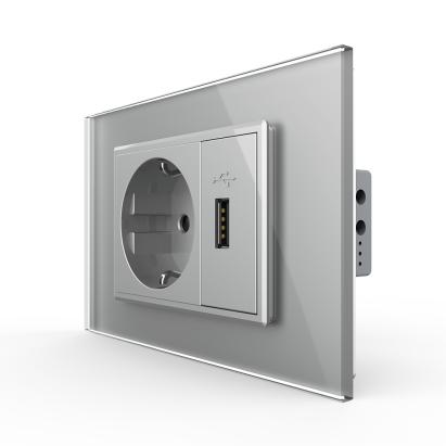 Priza simpla cu USB Livolo standard italian SmartElectro IntelligentHouse