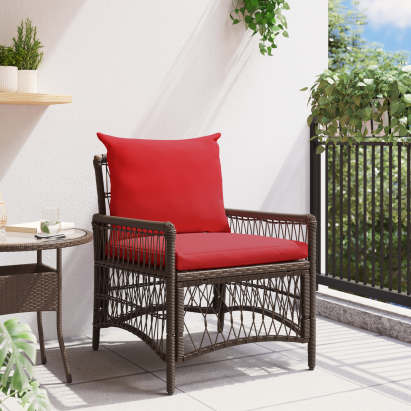 Scaun grădină cu perne maro 60x70x78 cm Ratan Poli GartenMobel Dekor