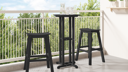 Masă de Bar Neagră 55x55x107 cm HDPE GartenMobel Dekor