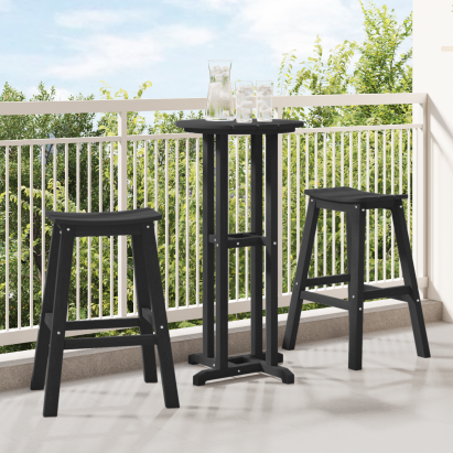 Taburete Bar 2 pcs Negru HDPE GartenMobel Dekor
