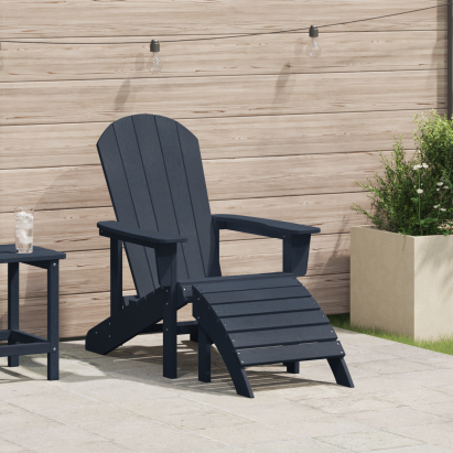 Scaun Adirondack cu suport pentru picioare bleumarin HDPE GartenMobel Dekor