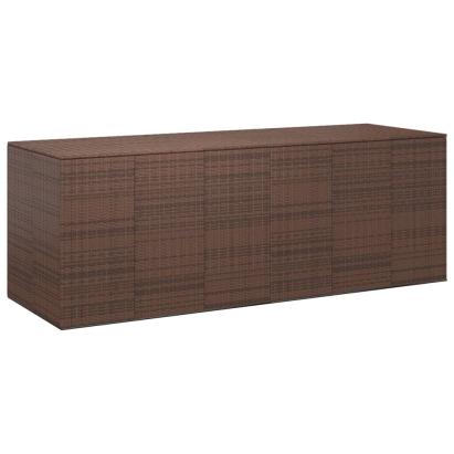 Ladă de grădină pentru perne, maro, 291x100,5x104 cm, ratan PE GartenMobel Dekor