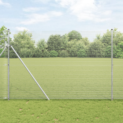 Gard din sârmă sudată cu 7 stâlpi 1.5x10 m Oțel galvanizat GartenMobel Dekor