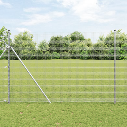 Gard Sudat cu 13 Stâlpi 1.6x25 m Oțel Galvanizat GartenMobel Dekor