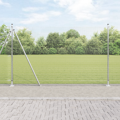 Gard din sârmă sudată cu 13 stâlpi flanșați 1.6x50 m Oțel galvanizat GartenMobel Dekor