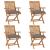 Scaune grădină pliabile cu perne, 4 buc, lemn masiv de tec GartenMobel Dekor