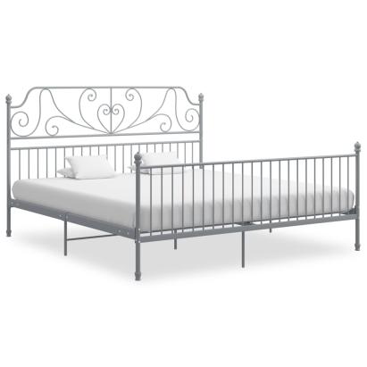 Cadru de pat, gri, 200x200 cm, metal GartenMobel Dekor