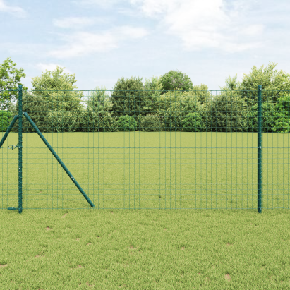 Euro Fence cu 7 stâlpi 1x10 m Oțel galvanizat Verde GartenMobel Dekor