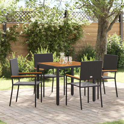 Set de 5 piese pentru dining în grădină  Ratan Polimer Negru GartenMobel Dekor