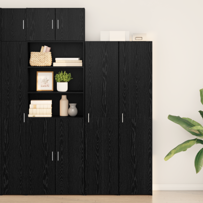 Highboard Stejar Negru 40x42.5x185 cm Lemn prelucrat GartenMobel Dekor