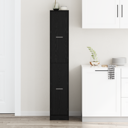 Dulap de Apothecary Negru de Stejar 30x41x174.5 cm din Lemn Stratificat GartenMobel Dekor