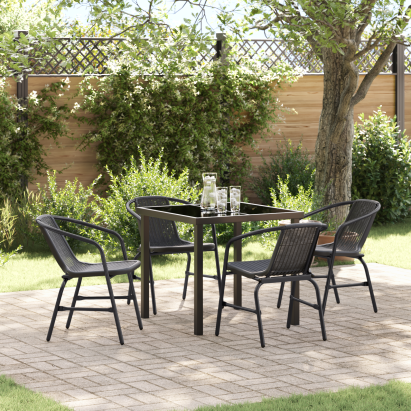 Set de dining pentru grădină 5 piese Negru Ratan Poly GartenMobel Dekor