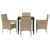 Set de Dining Grădină  5 Piese cu Perne Bej din Ratan Poliester, Masă Grădină  Neagră 80x80x73 cm din Sticlă Temperată GartenMobel Dekor