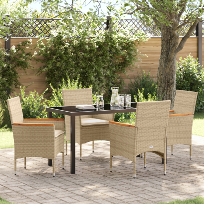 Set de dining grădină cu 5 piese și perne bej din ratan poli GartenMobel Dekor