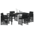 Set de dining cu 5 piese  cu perne Negru Ratan Poly, Masă de grădină  Neagră 160x80x73 cm Sticlă Temperată GartenMobel Dekor