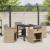 Set dining 5 piese grădină  cu perne bej din ratan poli, Masă grădină  neagră 80x80x73 cm din sticlă temperată GartenMobel Dekor