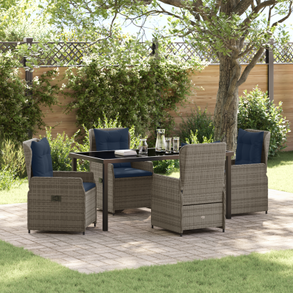Set de 5 Piese pentru Masă de Grădină Gri din Rattan Poly GartenMobel Dekor
