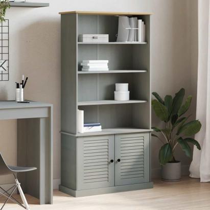 Bibliotecă „VIGO”, gri, 85x35x170 cm, lemn masiv de pin GartenMobel Dekor