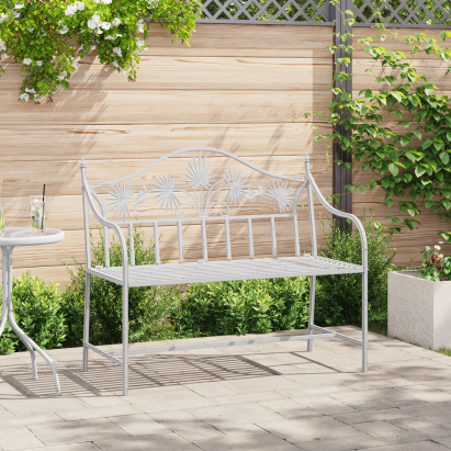 bancă Alb Metal 104 x 52.5 x 89 cm Construită pentru a dura GartenMobel Dekor