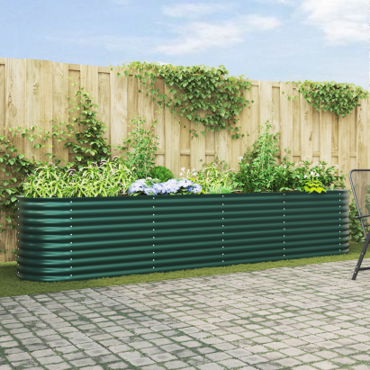 Pat ridicat pentru grădină , verde, 400x80x81 cm, din oțel galvanizat GartenMobel Dekor