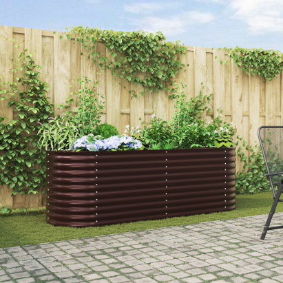 Pat Ridicat pentru Grădină Maro 240x80x81 cm din Oțel Galvanizat GartenMobel Dekor