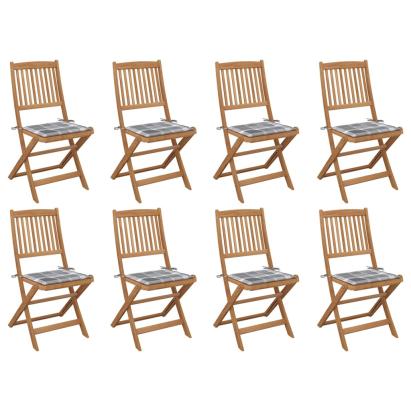 Scaune pliabile de exterior cu perne, 8 buc., lemn masiv acacia GartenMobel Dekor