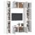 Set dulap TV, 8 piese, alb, lemn prelucrat GartenMobel Dekor