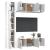 Set dulap TV, 7 piese, alb, lemn prelucrat GartenMobel Dekor
