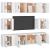 Set dulap TV, 8 piese, alb, lemn prelucrat GartenMobel Dekor