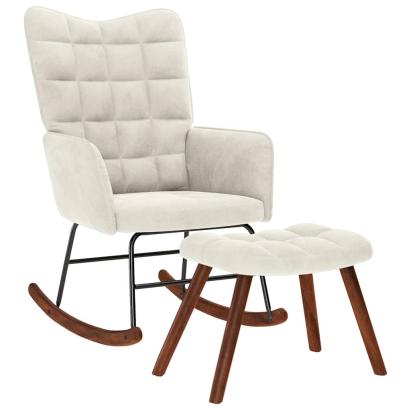 Scaun balansoar cu scaun din catifea crem GartenMobel Dekor