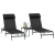 Set de 2 Șezlonguri Pliabile Negru Cadru metalic, material textilen GartenMobel Dekor