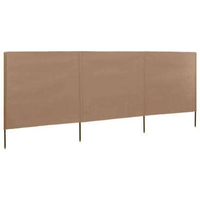 Paravan anti-vânt cu 3 panouri, gri taupe, 400x120 cm, textil GartenMobel Dekor