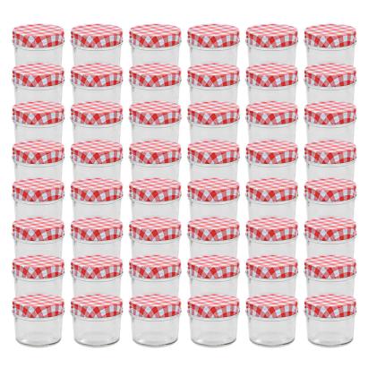 Borcane de sticlă pentru gem capace alb și roșu, 48 buc, 110 ml GartenMobel Dekor