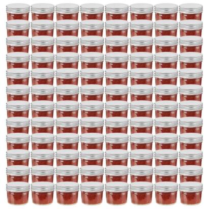 Borcane din sticlă pentru gem, capace argintii, 96 buc, 110 ml GartenMobel Dekor