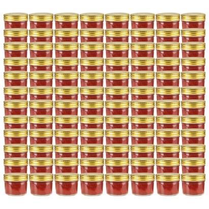 Borcane din sticlă pentru gem, capace aurii, 96 buc, 110 ml GartenMobel Dekor