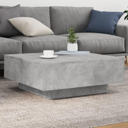 Măsuță de cafea cu lumini LED, gri beton, 80x80x31 cm GartenMobel Dekor