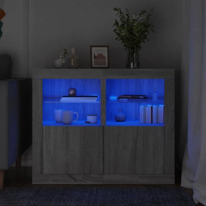 Dulapuri laterale cu lumini LED 2 buc.sonoma gri lemn prelucrat GartenMobel Dekor