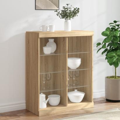 Servantă cu lumini LED, stejar sonoma, 81x37x100 cm GartenMobel Dekor