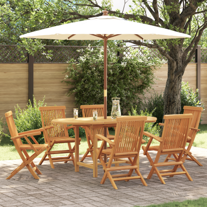 Set de dining pentru grădină  7 piese din lemn masiv de tec GartenMobel Dekor