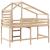 Pat etajat cu scară și acoperiș, alb, 90x200 cm, lemn masiv pin GartenMobel Dekor