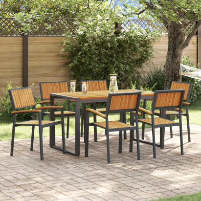 Set de dining pentru grădină cu 7 piese din lemn masiv de acacia și metal GartenMobel Dekor