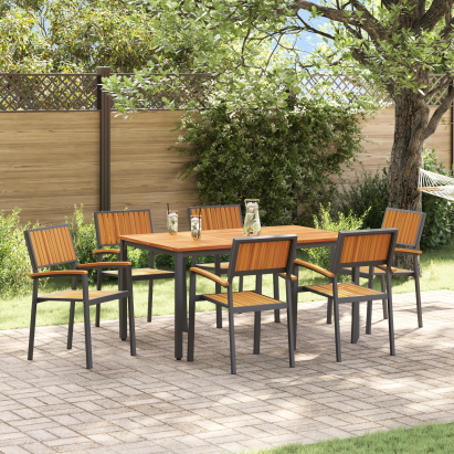 Set de dining pentru grădină 7 piese din lemn solid de acacia și metal GartenMobel Dekor