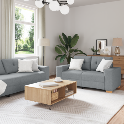 Set canapea, 3 piese, perne gri deschis, textil GartenMobel Dekor