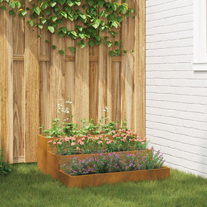 Ghiveci de Grădină cu 3 Niveluri 90x90x35 cm Oțel Rezistent la Intemperii GartenMobel Dekor