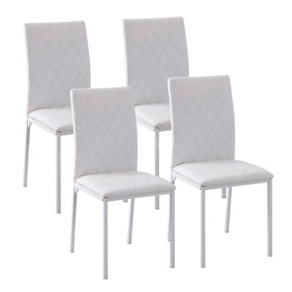 Set 4 scaune bucatarie/living, Ethel, piele ecologica, metal, alb, 41x50x91 cm GartenVIP DiyLine