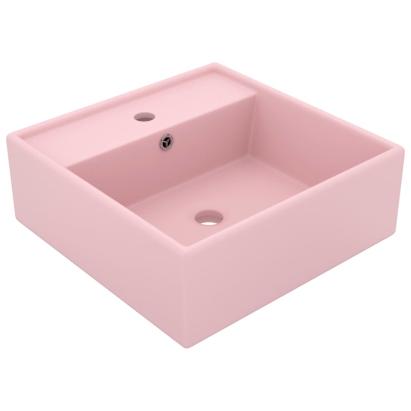Chiuvetă lux cu preaplin, roz mat, 41x41 cm, ceramică, pătrat GartenMobel Dekor