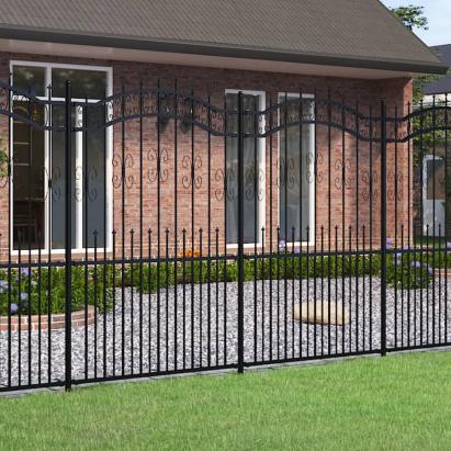 Gard grădină cu vârfuri negru 222 cm oțel vopsit electrostatic GartenMobel Dekor